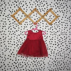 Red Baby Satin Tulle Holiday Party Dress